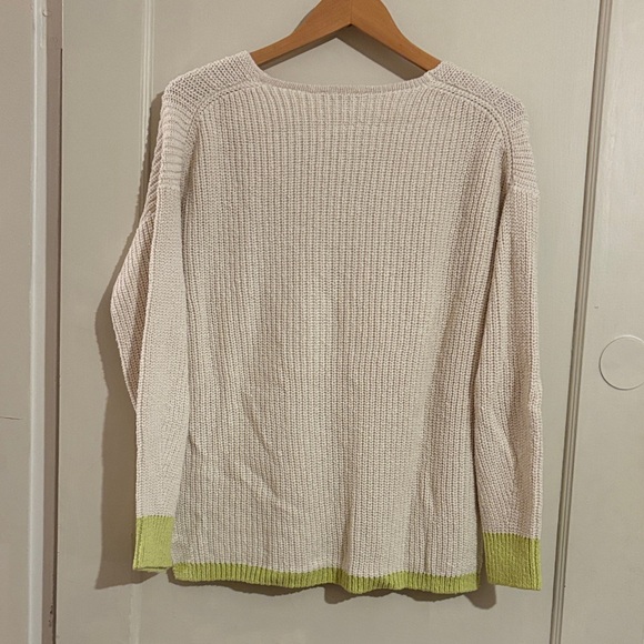 Madewell Cream and Lime V-Neck Sweater - Picture 3 of 3